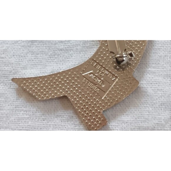 Vtg Jerry Leibowitz Acme Studios Brooch Lovers Enamel Black & Red - Picture 4 of 6